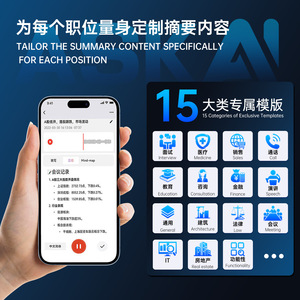 Carte d'enregistrement vocal IA pour interviews, vente de produits médicaux, éducation, modèle d'application, traduction vocale mobile, résumé, OEM - Product Image 3