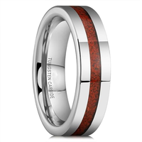 Bague de fiançailles vintage en tungstène plaqué argent 4 mm hautement poli avec incrustation d'opale pour hommes et femmes, bagues de mariage