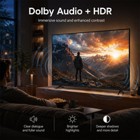 Téléviseur intelligent 50 55 65 pouces 4K UHD Android avec HDR10 et mode IA, fréquence de rafraîchissement 120 Hz, rétroéclairage LED