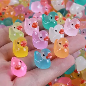 Glow-In-The Dark Duck Ornament Creative Micro-landscape Resin Crafts Resin Charms For Decoration