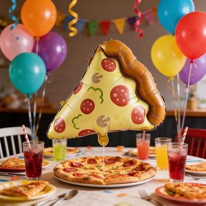 Pizza Slice Foil <b>Balloons</b>, Shiny Metallic <b>Balloons</b> for Pizza Night & Food Festival Party <b>Decor</b> - Product Image 3