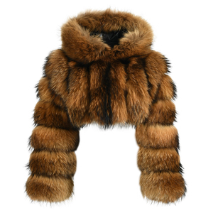 All'ingrosso giacca di <span class=keywords><strong>pelliccia</strong></span> morbida e calda e morbida con cappuccio e taglio personalizzato con Logo invernale di lusso in vera <span class=keywords><strong>pelliccia</strong></span> di procione da donna in <span class=keywords><strong>pelliccia</strong></span> di volpe naturale - Product Image 2