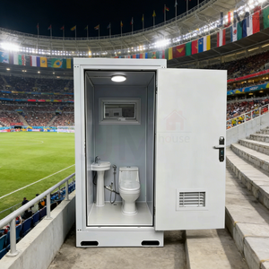 Conception graphique de toilette portative de camping <span class=keywords><strong>public</strong></span> en plein air moderne avec plastique mobile bleu blanc fabriqué en panneau sandwich de Chine - Product Image 1