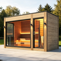 Sauna rectangulaire en bois clair avec façade en verre pour projet de jardin, sauna en cèdre rouge en gros