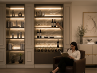 Lampu Linear Kabinet Pajangan 18mm, Penerangan Atas Bawah Rak, Profil Aluminium Dua Sisi YB1036-43-1