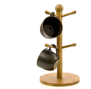 2026 HOT Bamboo <strong>Mug</strong> Rack <strong>Tree</strong> with 6 Hooks - Product Image 1
