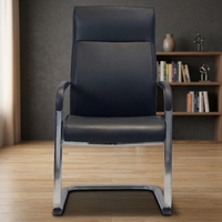 Chaise de bureau de direction contemporaine et moderne noire, confortable, à hauteur réglable, avec appui-tête fixe et dossier solide