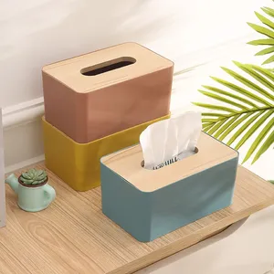 Gk Creative simple tissue box household multicolor paper box with wooden lid