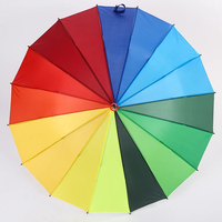 Parapluie Iridescence Automatique 21 21 Pouces 16k Golf Parasol Coupe-Vent Parapluie Arc-en-ciel à Longue Poignée Droite