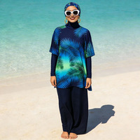 Burkini à manches longues pour filles et femmes, maillot de bain islamique modeste avec hijab, couvrant entièrement le corps, pour la piscine
