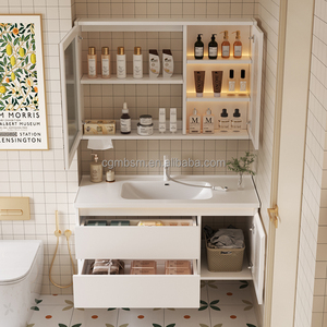 Gabinete de baño inteligente integrado de cerámica de jardín francés Gabinete de <span class=keywords><strong>espejo</strong></span> Almacenamiento de inodoro Mesa de lavado Gabinete de lavabo - Product Image 4