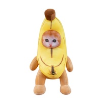 Bestseller transfrontalier Bibila Banana Pillow Peluche en polyester et coton PP 31cm-50cm, Poupée chat, Cadeau pour 0-24 mois, Unisexe, Fête