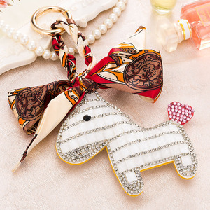 Porte-clés en cristal Little Pony Horse avec nœud papillon, pendentif pour sac à main pour femmes, charme, foulards en soie, boucle de porte-clés, porte-clés - Product Image 4