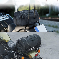 Sac de queue de moto extensible 25L OEM Bagages de voyage avec 4 sangles, Sissy Bar et rangement pour casque