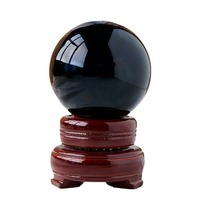 Vente en gros de boules de cristal de quartz noir polies, sphères d'obsidienne gravées, décoration d'intérieur