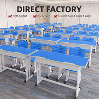 Ensemble de bureau et chaise double moderne pour étudiants, réglable en hauteur, bureau scolaire pour 2 personnes, table d'étude ergonomique pour enfants