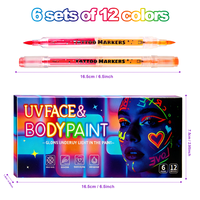 Marqueurs double-tête 12 couleurs pour usage quotidien, s'encre sans dégager de trace, séchage rapide, imprimés UV, pointe souple pour peinture corporelle