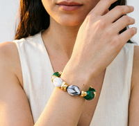 Bracelet Bohème Multicolore Plaqué Or avec Perles en Résine pour Femme - Bijou Tendance Quotidien et Cadeau de Fête