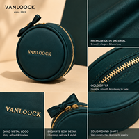 Pochette de rangement pour bijoux ronde de luxe avec logo personnalisé, étui à bijoux portable de voyage, fermeture éclair dorée, pochette d'emballage pour bijoux