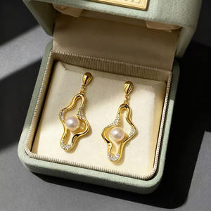 22685 Accesorios de Perlas DIY, Base Vacía para Pendientes de Plata S925, Joyería de Oro/Plata, Pendientes con Perla Redonda de 6-7mm - Product Image 2