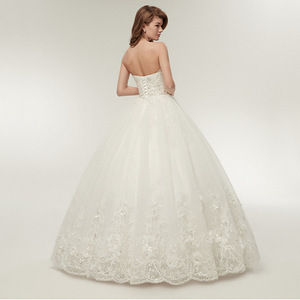 Strapless Ball Gown Wedding Dress Floor Length Natural Waistline Polyester Fiber Simple Style - Product Image 4