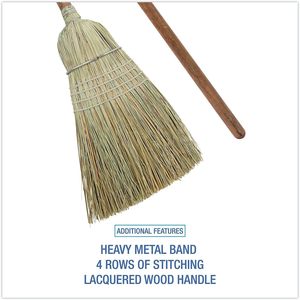 Escoba para pisos duros Boardwalk BWKBR10002 de 60 pulgadas, con cerdas de fibra sintética color gris/natural, mango de madera, 6 por caja - Product Image 6