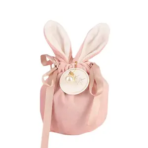 Velvet Easter Bunny Bags Cute Pink Rabbit Ears Gift Bags 2023 Packing Candy Bags Valentine's Day Wedding Event Party Decoration