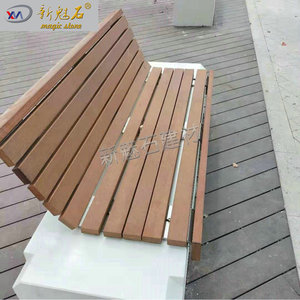 ม้านั่งคอนกรีต GRC รุ่น New Magic Stone พร้อมที่นั่งไม้ สำหรับสวนสาธารณะกลางแจ้ง Xms-Pj - Product Image 2