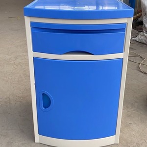 Li Rong Medical <b>Bedside</b> Table Blue With Wheels Plastic Storage <b>Cabinet</b> For Hospital Use - Product Image 1