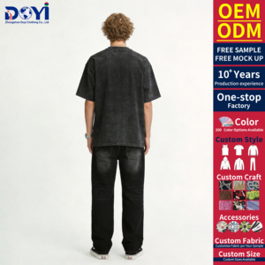 T-shirt en tricot surdimensionné décontracté hip-hop brodé d'animaux DUYI pour hommes et femmes, manches courtes, 100% coton, 280g, respirant - Product Image 2