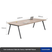Table de Conférence Longue et Simple en Bambou Moderne avec Organisateur de Câbles pour Bureau, Combinaison de Chaises de Négociation pour Salle de Conférence 6-20 Personnes