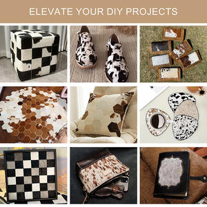 15 Real Couro Offcuts Couro Tecido Recados para Artesanato de Aprox 8 "x 8" Hair on Hide - Product Image 6