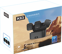 Ensemble de microphones cravate sans fil K63, longue durée de vie de la batterie, double émetteur (2 TX), 1 récepteur (RX), étui de charge pour tout téléphone et PC