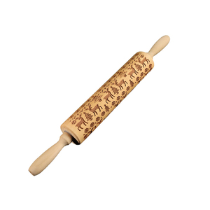 Wdf Tùy Chỉnh Gỗ Thân Thiện Với Môi Bột Con Lăn Sáng Tạo Giáng Sinh Elk Dập Nổi Loại Quà Tặng Fondant Cookie DIY Baking Công Cụ Cán Pin - Product Image 1