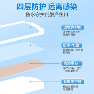Apósito estéril autoadhesivo impermeable Chen Kang de tamaño grande para el cuidado de heridas de cesárea - Product Image 5