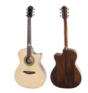 Thương hiệu bán hàng trực tiếp Rosewood Side trở lại mun Fingerboard dát Shell Acoustic Guitar