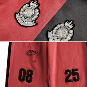 Ensemble de survêtement streetwear imprimé sur demande, broderie usée, fabricant de survêtement, <span class=keywords><strong>jogging</strong></span> rayé pour hommes - Product Image 3