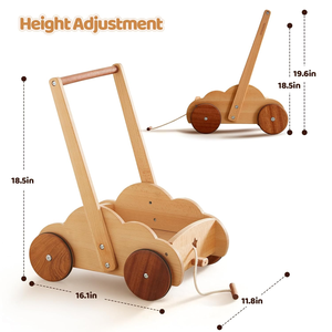 Andador de bebé de madera natural Beright ODM OEM, juguete de empuje, juguetes educativos para caminar para niños pequeños, juguetes de tracción y andadores, no bloques de construcción - Product Image 6