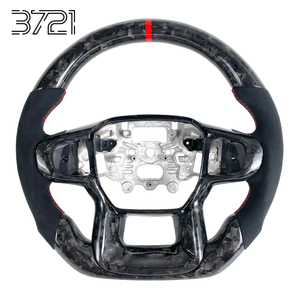Volant sport en fibre de carbone forgée, cuir perforé, pour Ford F-150 Raptor R SuperCrew SuperCab, 2018-2024 - Product Image 1