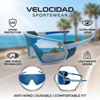 Lunettes de soleil sportives à monture intégrale TR90 avec logo personnalisé, verres PC, ailes latérales pour la protection contre le vent et protection UV400, idéales pour le cyclisme