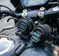 Prise murale double USB-A LSHITECH IP67 étanche avec cache anti-poussière, trou de 25 mm pour moto et marine