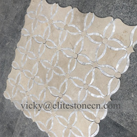 Crema Marfil & Dark Emperador Marbre Motif, Pierre Jet D'eau Médaillon Motifs Jet D'eau Mosaïque De Marbre