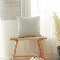 Housse de coussin carrée à carreaux en mélange polyester-coton de style japonais, série bleu-gris, pour la maison et l'hôtellerie