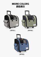 Sac à dos de transport pour animaux de compagnie avec roulettes, poignée télescopique, maille respirante, valise à roulettes pour chats et chiens