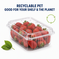 Conteneur alimentaire articulé en PET transparent recyclable en gros pour usine, 250 ml, 500 ml, pour supermarché, boîte à salade, boîte à pain