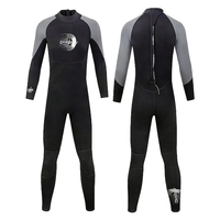 Wetsuit selam DIVESTAR berlogo depan, terbuat dari neoprene 3MM, kerah kru, lengan panjang, resleting belakang, bernapas, ramah lingkungan, untuk pria