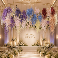Bouquet de fleurs artificielles en PU, type gazon de brouillard et pteris, pour mariage, technique de simulation décorative, vente en gros Chine