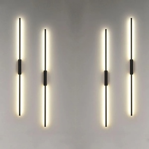 Nueva Lámpara de Pared LED Minimalista de Tira Larga para Dormitorio de Hotel, Lámpara de Noche con Control Remoto, Luz Blanca Cálida, B22, Negra, para Sala de Estar y TV - Product Image 3