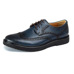 Chaussures de bureau et de conduite élégantes et polyvalentes en cuir souple à lacets, bout carré, confortables, respirantes, semelle en caoutchouc - Product Image 1