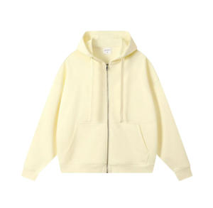 Dropshipping logotipo personalizado algodón peinado pesado lujo Full Zip-Up Hoodie XS tamaño de gran tamaño holgado liso teñido sólido Casual Wear - Product Image 4